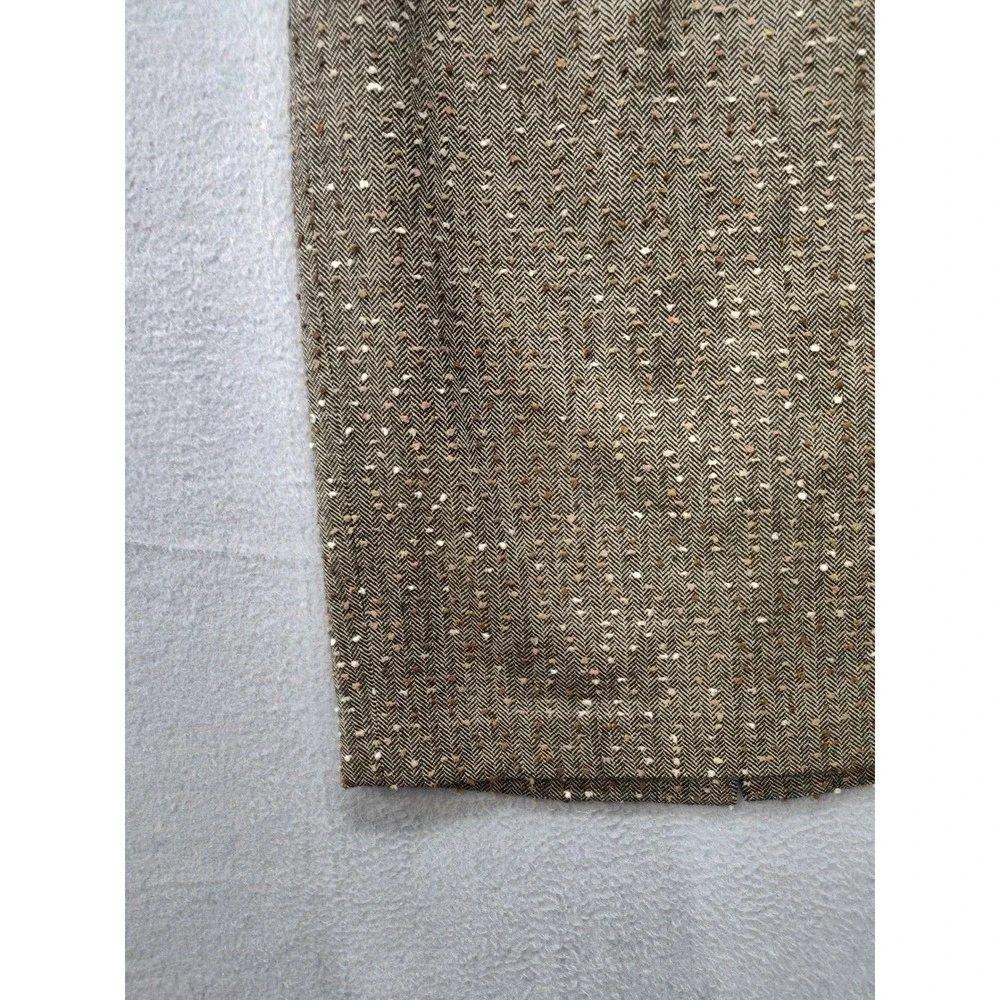 Etcetera Brown Herringbone Tweed Wool Blend Pencil Skirt Size 2 Professional